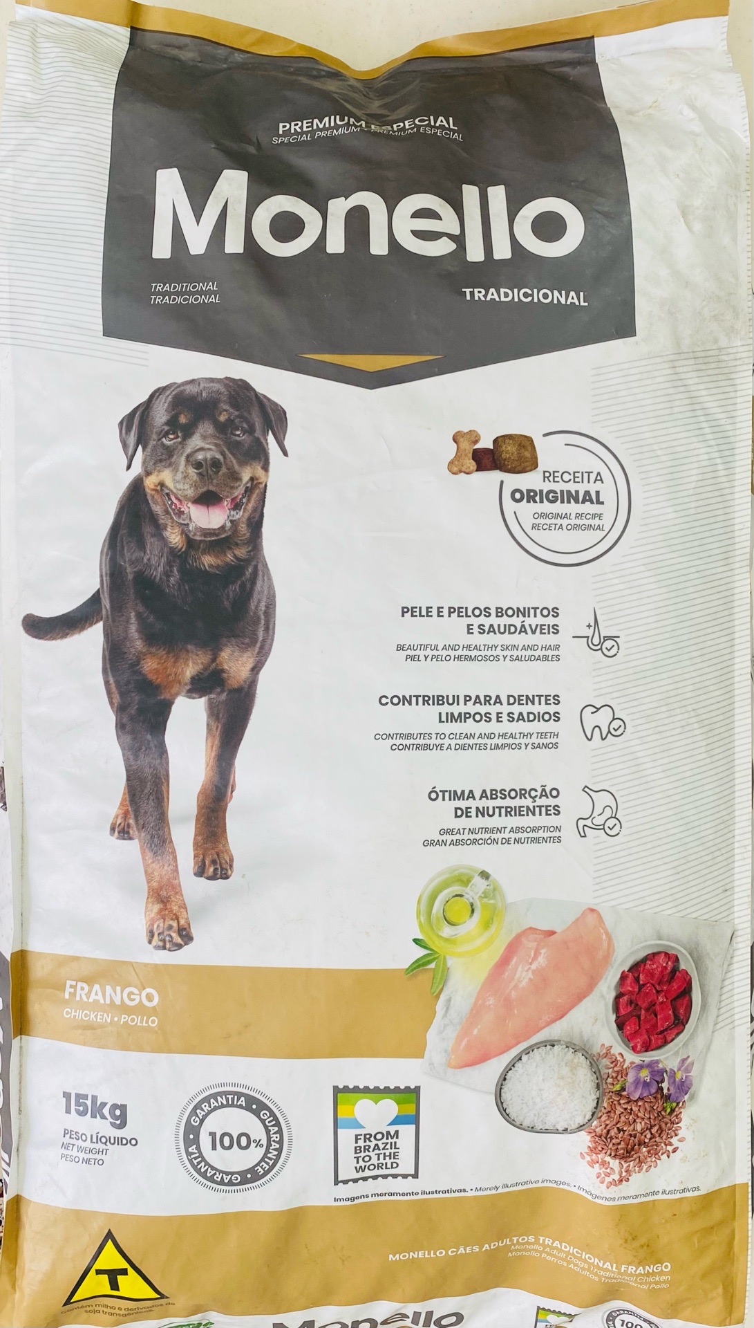 غذا خشک سگ بالغ مونلو تردیشنال با طعم مرغ و برنج 15 کیلوگرم